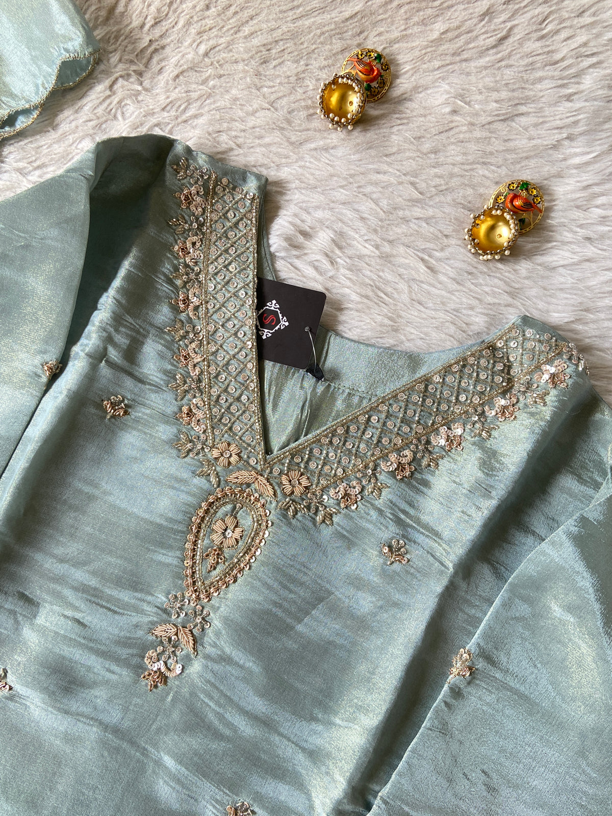 Premium Short Kurti Suit. Tissue Shimmer Short Kurti With Full Flair Palazzo And Dupatta. Silk Suit Sets For Women Online India. Shop the Latest Festive Summer Collection at Shivani Designer Kurti.