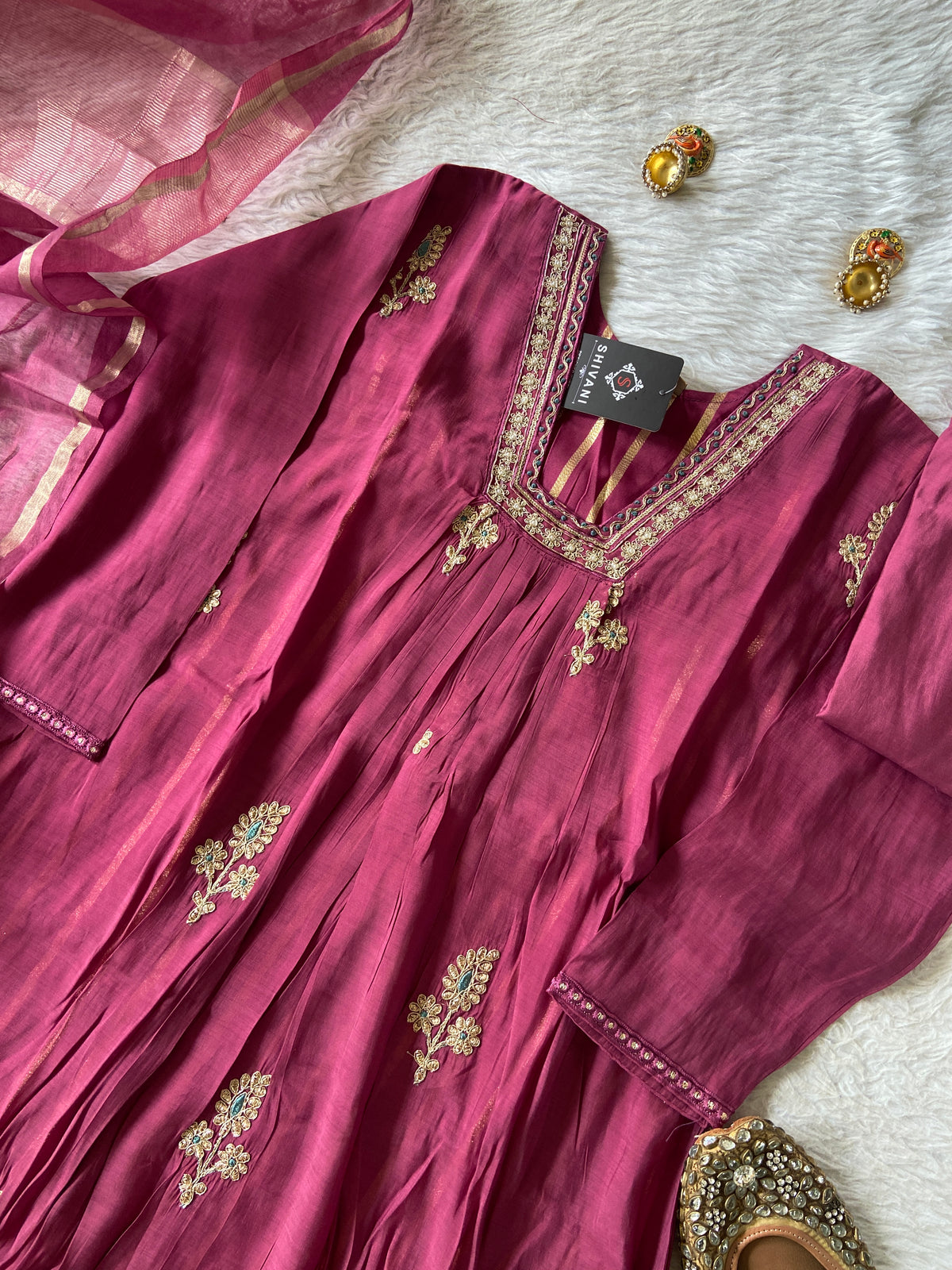 Designer Aline Kurti Palazzo And Dupatta. Silk Suit Sets For Women Online India. Shop the Latest Festive Summer Collection at Shivani Designer Kurti.