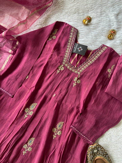 Designer Aline Kurti Palazzo And Dupatta. Silk Suit Sets For Women Online India. Shop the Latest Festive Summer Collection at Shivani Designer Kurti.