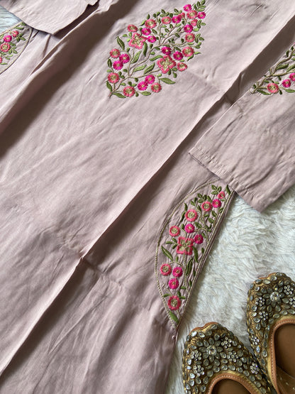 Roman Silk Aline Kurti With Pant And Dupatta.(No Lining). Silk Suit Sets For Women Online India. Shop the Latest Festive Summer Collection at Shivani Designer Kurti.