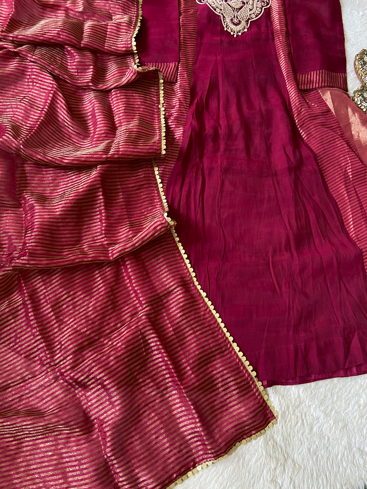 Embroidery Work Aline Kurti, Palazzo And Dupatta. Silk Suit Sets For Women Online India. Shop the Latest Festive Summer Collection at Shivani Designer Kurti.