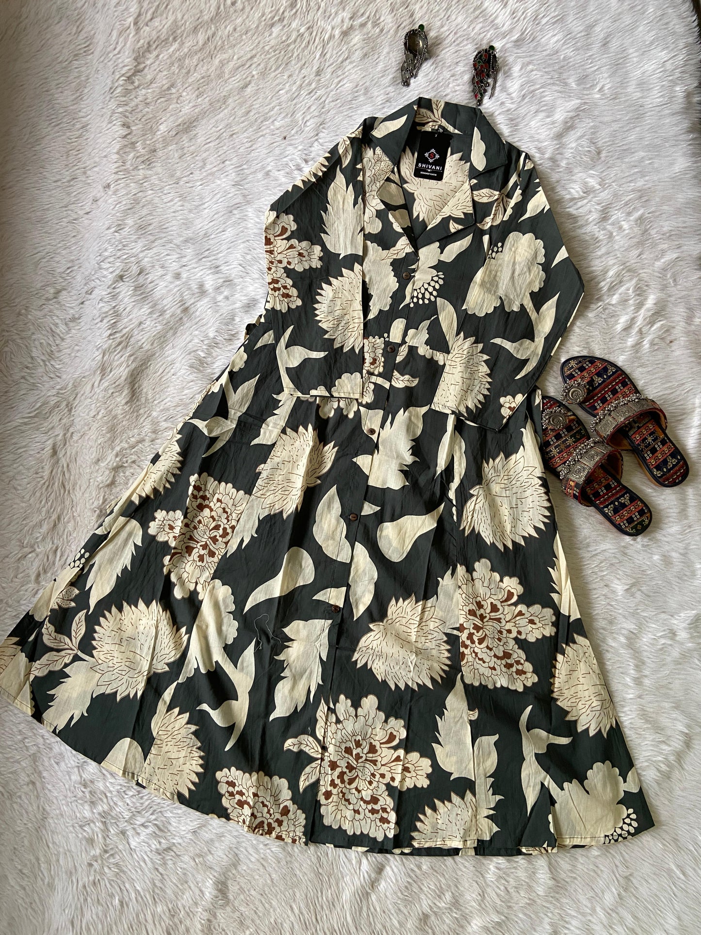 Collar Neck Cotton Midi, Cotton Midi For Women