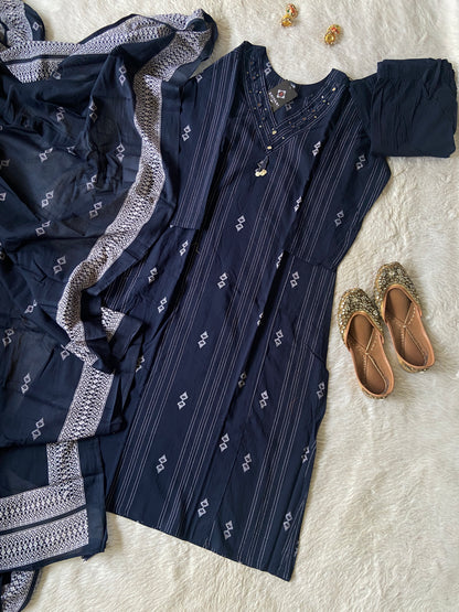 Cotton Aline Kurti With Palazzo And Dupatta. Cotton Suit Sets For Women Online India. Shop the Latest Festive Summer Collection at Shivani Designer Kurti. (Copy)