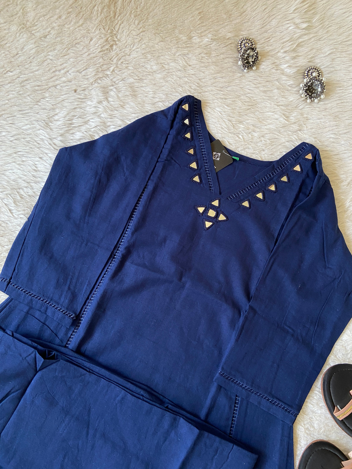 Mirror Work Cotton Aline Kurti And Palazzo. Cotton Kurti Sets For Women Online India. Shop the Latest Festive Summer Collection at Shivani Designer Kurti.