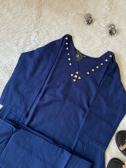 Mirror Work Cotton Aline Kurti And Palazzo. Cotton Kurti Sets For Women Online India. Shop the Latest Festive Summer Collection at Shivani Designer Kurti.