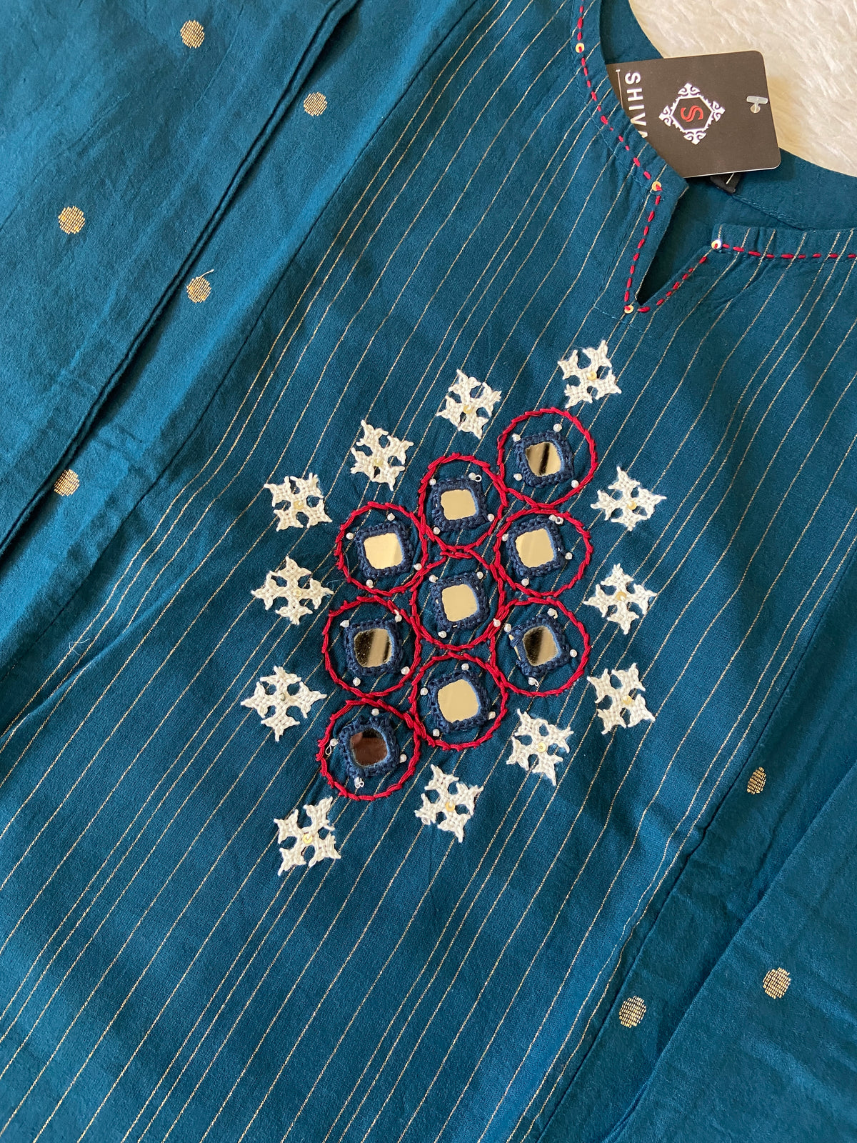 Mirror Work With Hand Work Cotton Aline Kurti With Pant. Cotton Kurti Sets For Women Online India. Shop the Latest Festive Summer Collection at Shivani Designer Kurti.