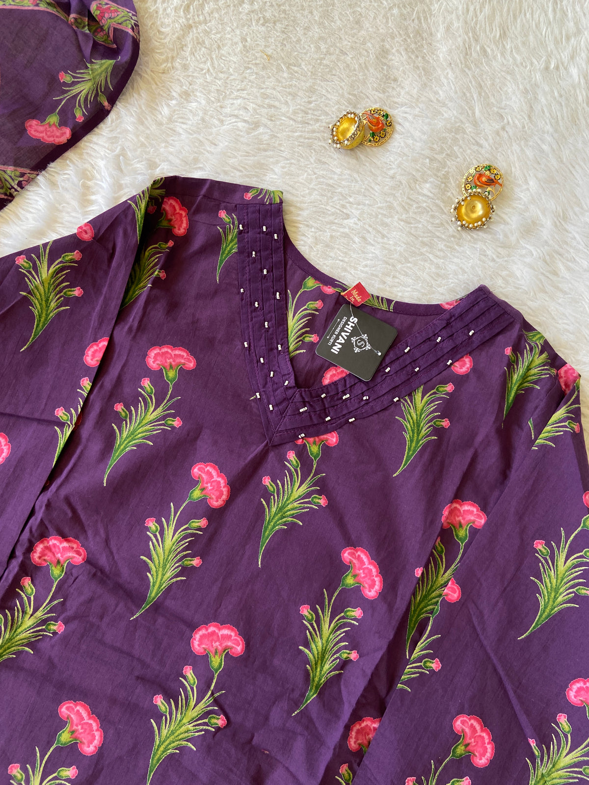 Gopi Dress. Printed Cotton Short Kurti With Skirt And Dupatta. Cotton Suit Sets For Women Online India. Shop the Latest Festive Summer Collection at Shivani Designer Kurti.