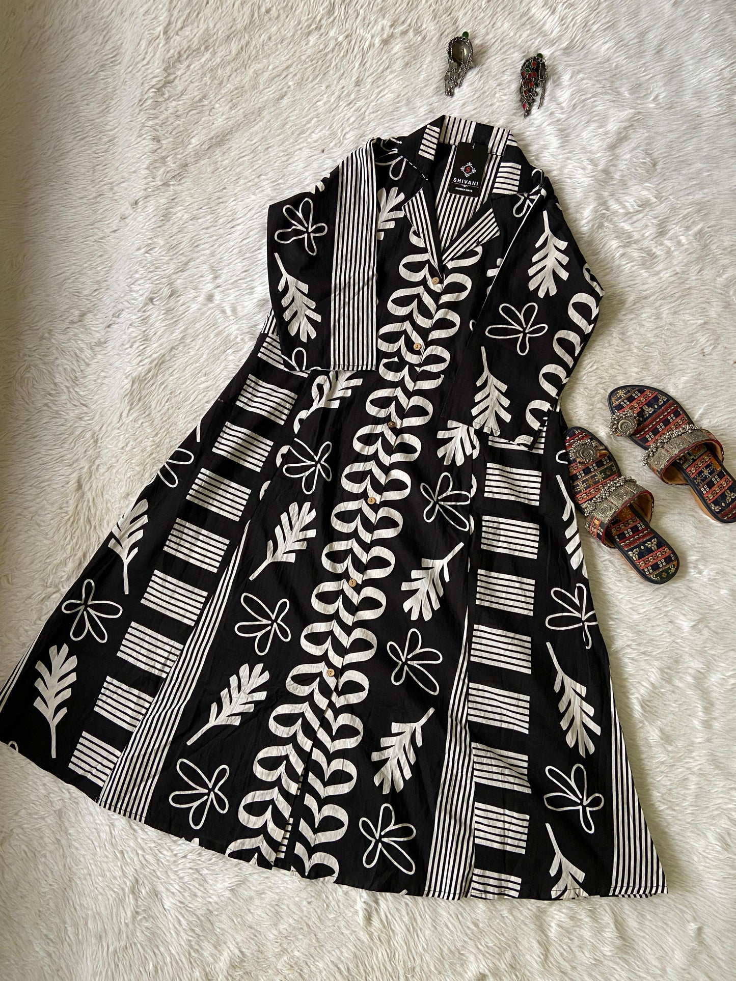 Collar Neck Cotton Midi, Cotton Midi For Women