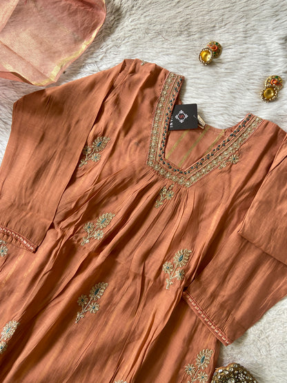 Designer Aline Kurti Palazzo And Dupatta. Silk Suit Sets For Women Online India. Shop the Latest Festive Summer Collection at Shivani Designer Kurti.