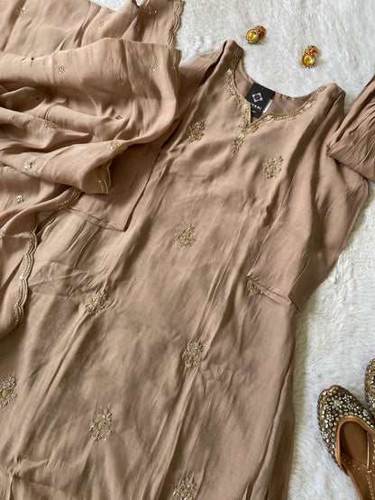 Handwork Aline Kurti With Palazzo And Dupatta. Silk Suit Sets For Women Online India. Shop the Latest Festive Summer Collection at Shivani Designer Kurti.