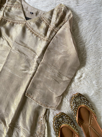 Premium Short Kurti Suit. Tissue Shimmer Short Kurti With Full Flair Palazzo And Dupatta. Silk Suit Sets For Women Online India. Shop the Latest Festive Summer Collection at Shivani Designer Kurti.