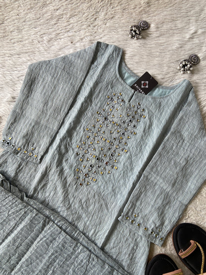 Mirror Work Aline Kurti And Palazzo. Aline Kurti Sets For Women Online India. Shop the Latest Festive Summer Collection at Shivani Designer Kurti.