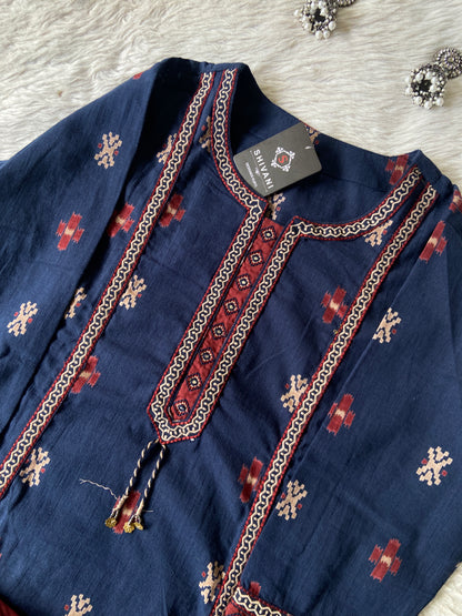 Linen Cotton Aline With Cut Kurti And Palazzo. Cotton Aline Kurti Sets For Women Online India. Shop the Latest Festive Summer Collection at Shivani Designer Kurti.
