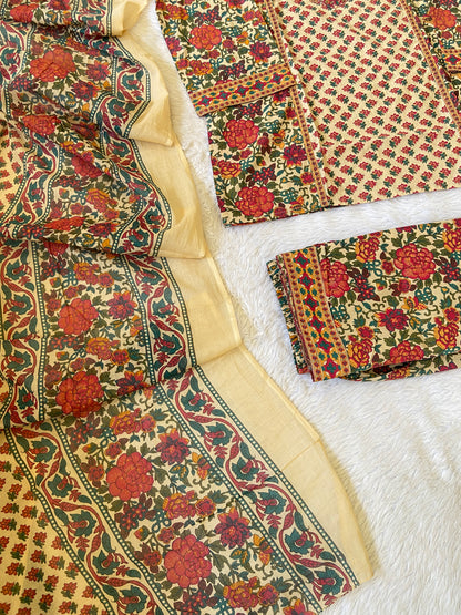 Gopi Dress. Cotton Printed Short Kurti With Divider Palazzo And Dupatta. Cotton Suit Sets For Women Online India. Shop the Latest Festive Summer Collection at Shivani Designer Kurti.