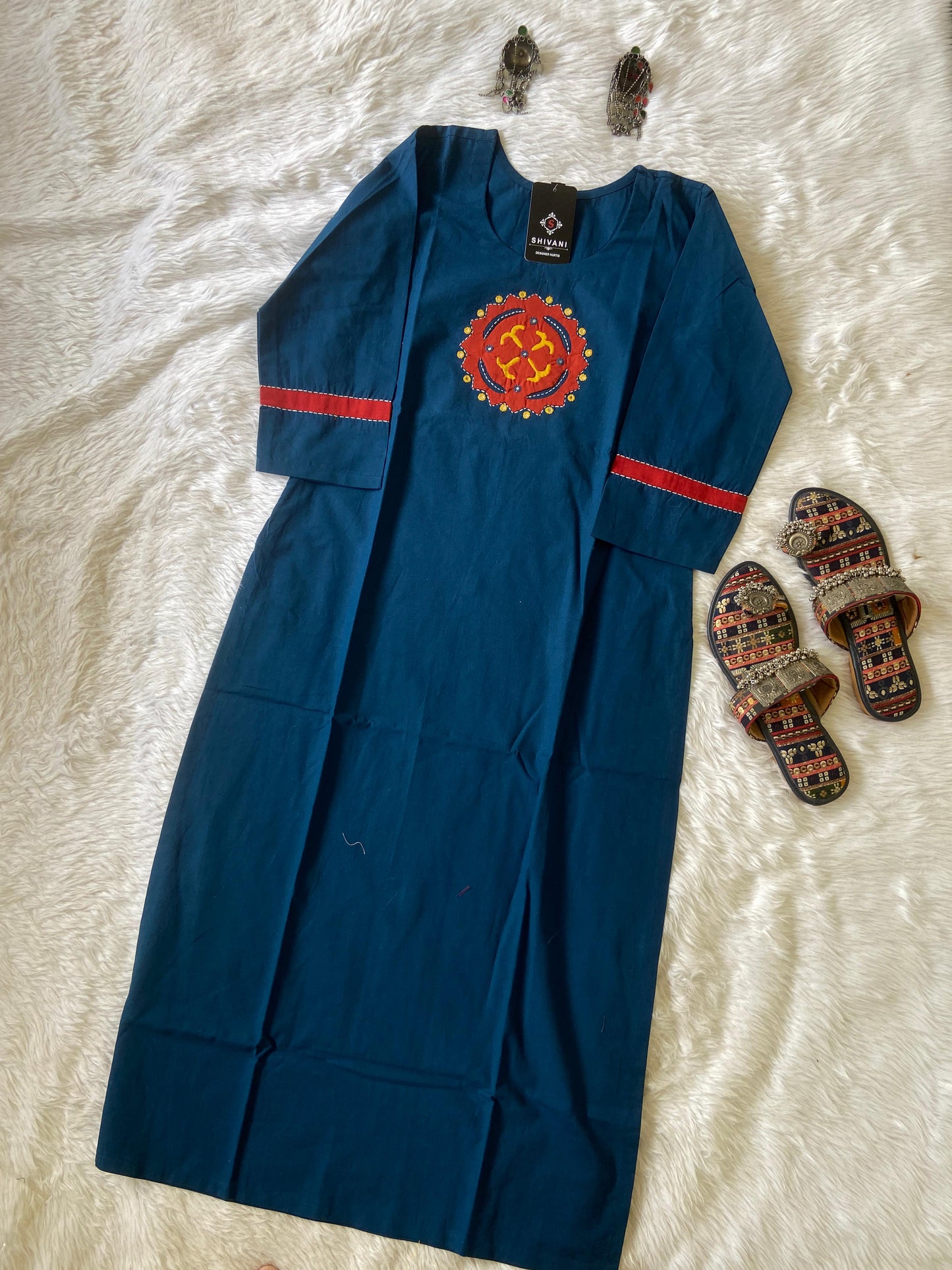 Patch Work Cotton Kurti (Gamthi Kurti), Cotton StraightCut Kurti For Women