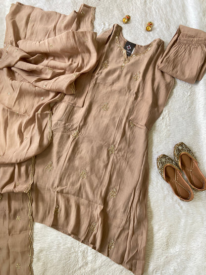 Handwork Aline Kurti With Palazzo And Dupatta. Silk Suit Sets For Women Online India. Shop the Latest Festive Summer Collection at Shivani Designer Kurti.