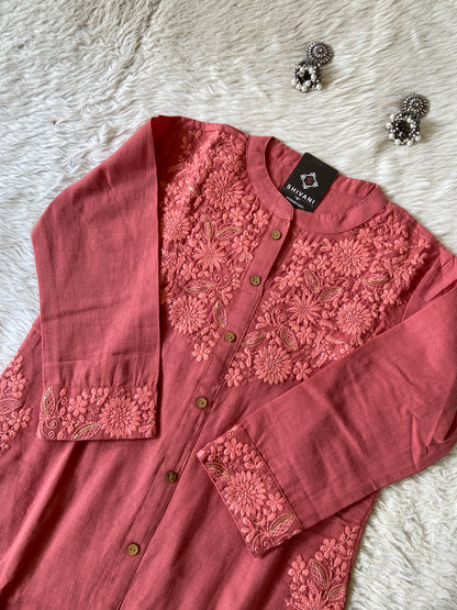 lakhnavi Aline Kurti With Palazzo. Cotton Aline Kurti Sets For Women Online India. Shop the Latest Festive Summer Collection at Shivani Designer Kurti.