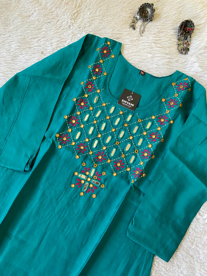 Handwork Straight Silk Kurti. Silk Kurtis For Women Online India. Shop the Latest Festive Summer Collection at Shivani Designer Kurti.