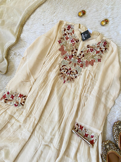 Premium Short Kurti Suit. Full Sleeve Chinnon Short Kurti With Full Flair Palazzo And Dupatta. Silk Suit Sets For Women Online India. Shop the Latest Festive Summer Collection at Shivani Designer Kurti.