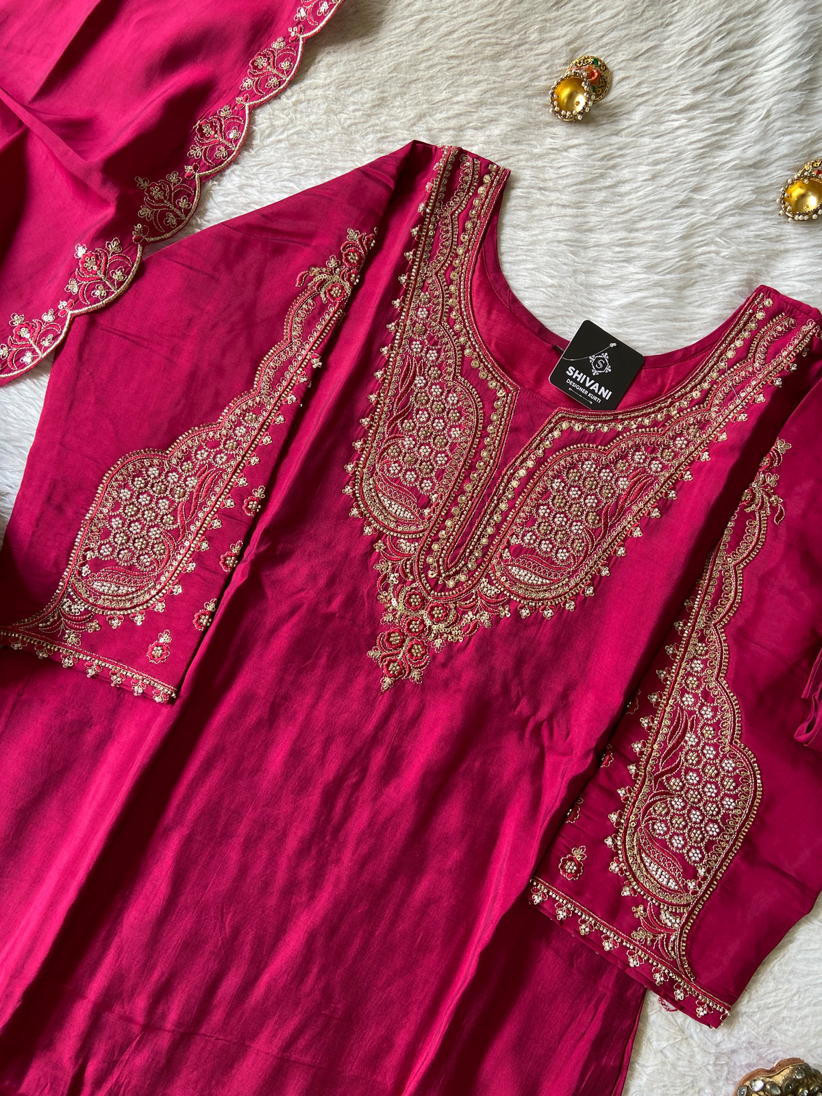 Silk Straight Kurti With Flair Palazzo And Dupatta. Silk Suit Sets For Women Online India. Shop the Latest Festive Summer Collection at Shivani Designer Kurti.