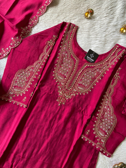 Silk Straight Kurti With Flair Palazzo And Dupatta. Silk Suit Sets For Women Online India. Shop the Latest Festive Summer Collection at Shivani Designer Kurti.