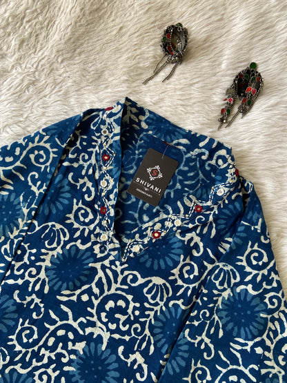 Cotton Midi, Cotton Aline Kurti With Mirror Work (Gamthi Kurti). Cotton Kurti For Women online India. Shop the Latest Festive Summer Collection at Shivani Designer Kurti.