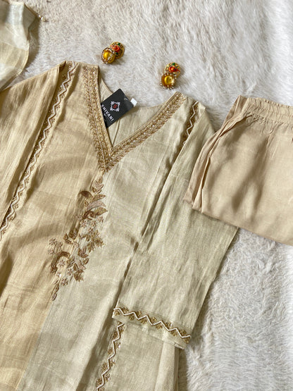 Premium Hand Work Neck Silk Aline Kurti With Pant And Dupatta. Silk Suit Sets For Women Online India. Shop the Latest Festive Summer Collection at Shivani Designer Kurti.