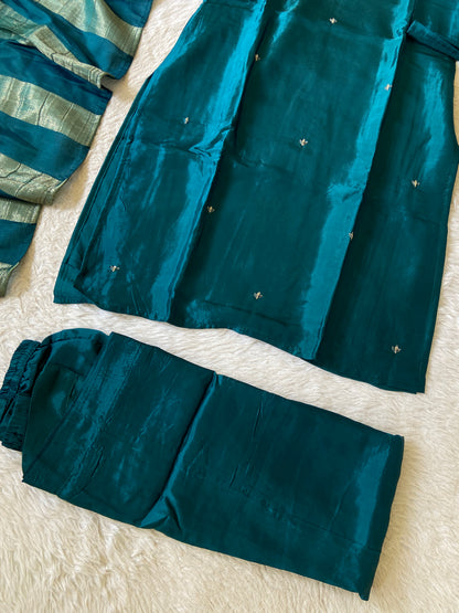 Premium Short Kurti Suit. Silk Short Kurti With Palazzo And Dupatta. Silk Suit Sets For Women Online India. Shop the Latest Festive Summer Collection at Shivani Designer Kurti.