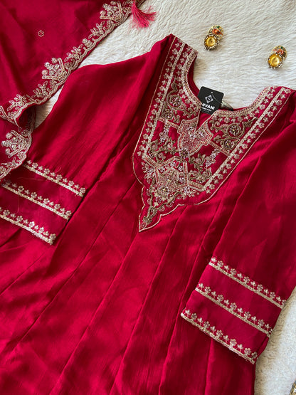 Embroidery Work Anarkali Kurti With Palazzo And Dupatta. Silk Suit Sets For Women Online India. Shop the Latest Festive Summer Collection at Shivani Designer Kurti.