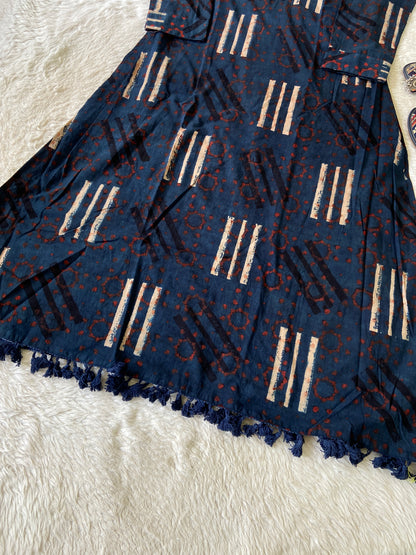 Cotton Midi, Cotton Aline Kurti With Mirror Work (Gamthi Kurti). Cotton Kurti For Women online India. Shop the Latest Festive Summer Collection at Shivani Designer Kurti.