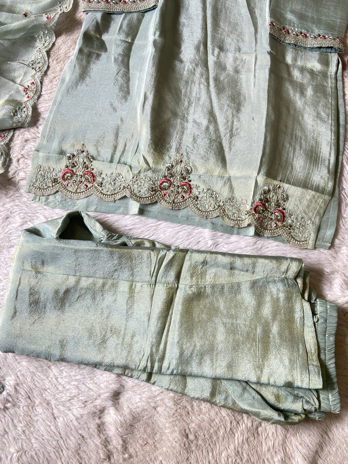 Premium Short Kurti Suit. Tissue Shimmer Short Kurti With Full Flair Palazzo And Dupatta. Silk Suit Sets For Women Online India. Shop the Latest Festive Summer Collection at Shivani Designer Kurti.
