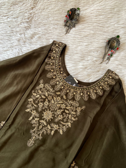 Embroidery Work Straight Satin Silk Kurti. Silk Kurtis For Women Online India. Shop the Latest Festive Summer Collection at Shivani Designer Kurti.
