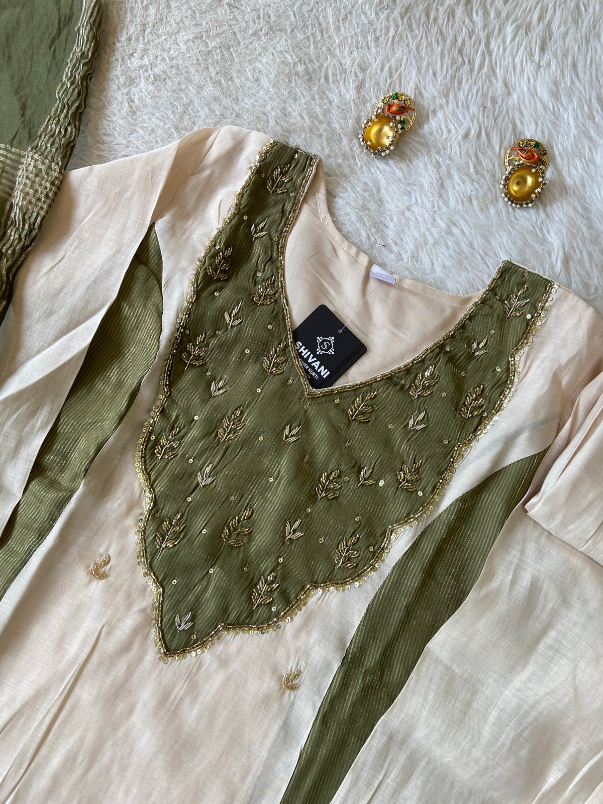 Hand Work Aline Kurti With Palazzo And Dupatta. Silk Suit Sets For Women Online India. Shop the Latest Festive Summer Collection at Shivani Designer Kurti.