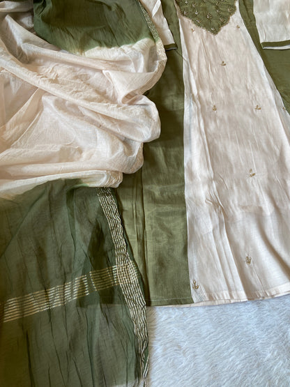 Hand Work Aline Kurti With Palazzo And Dupatta. Silk Suit Sets For Women Online India. Shop the Latest Festive Summer Collection at Shivani Designer Kurti.