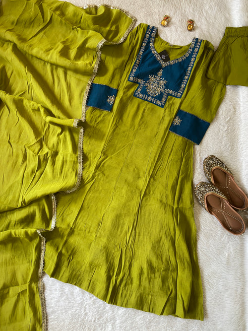 Contrast Color Anarkali Kurti With Palazzo And Dupatta. Silk Suit Sets For Women Online India. Shop the Latest Festive Summer Collection at Shivani Designer Kurti.