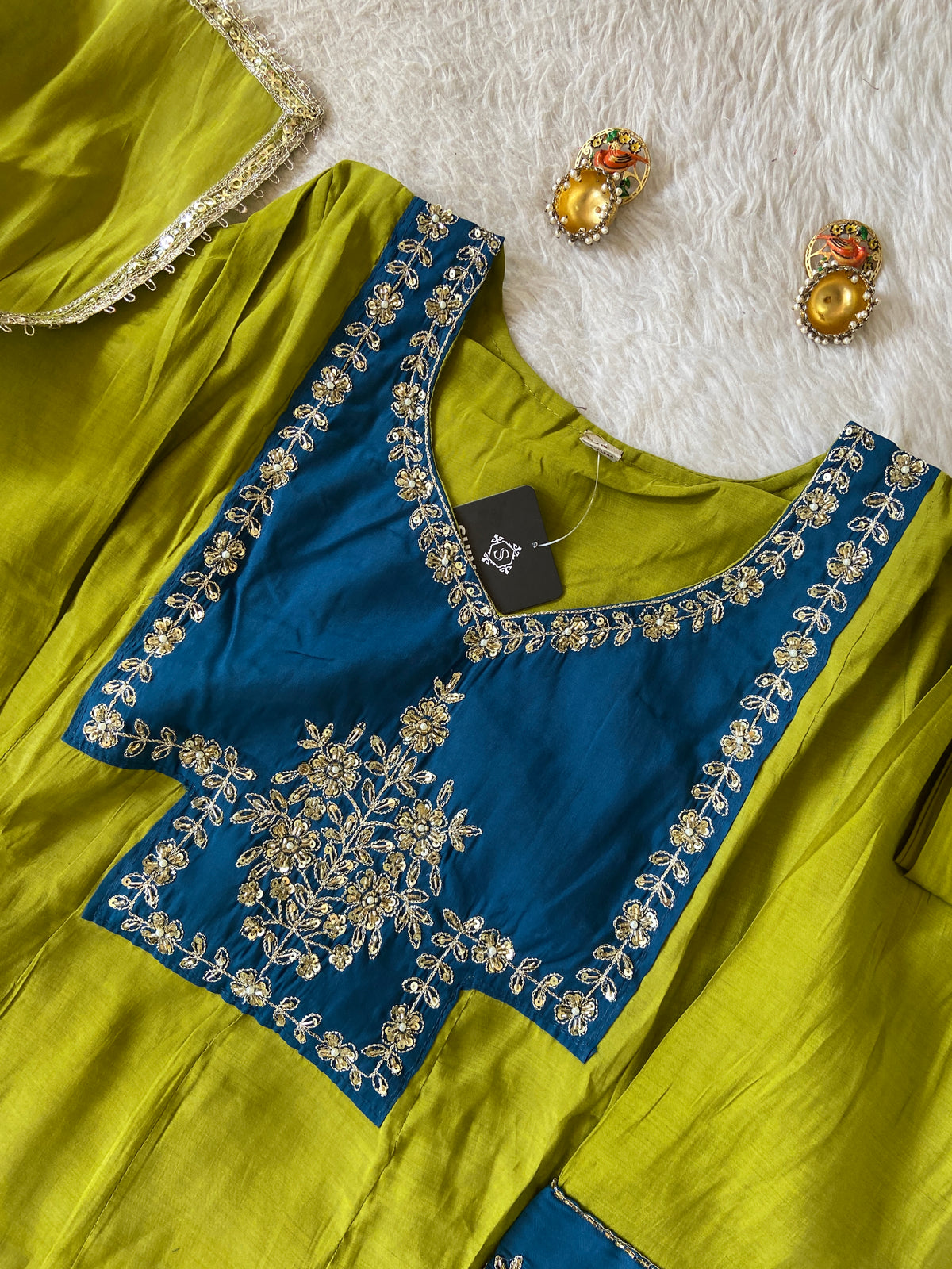 Contrast Color Anarkali Kurti With Palazzo And Dupatta. Silk Suit Sets For Women Online India. Shop the Latest Festive Summer Collection at Shivani Designer Kurti.