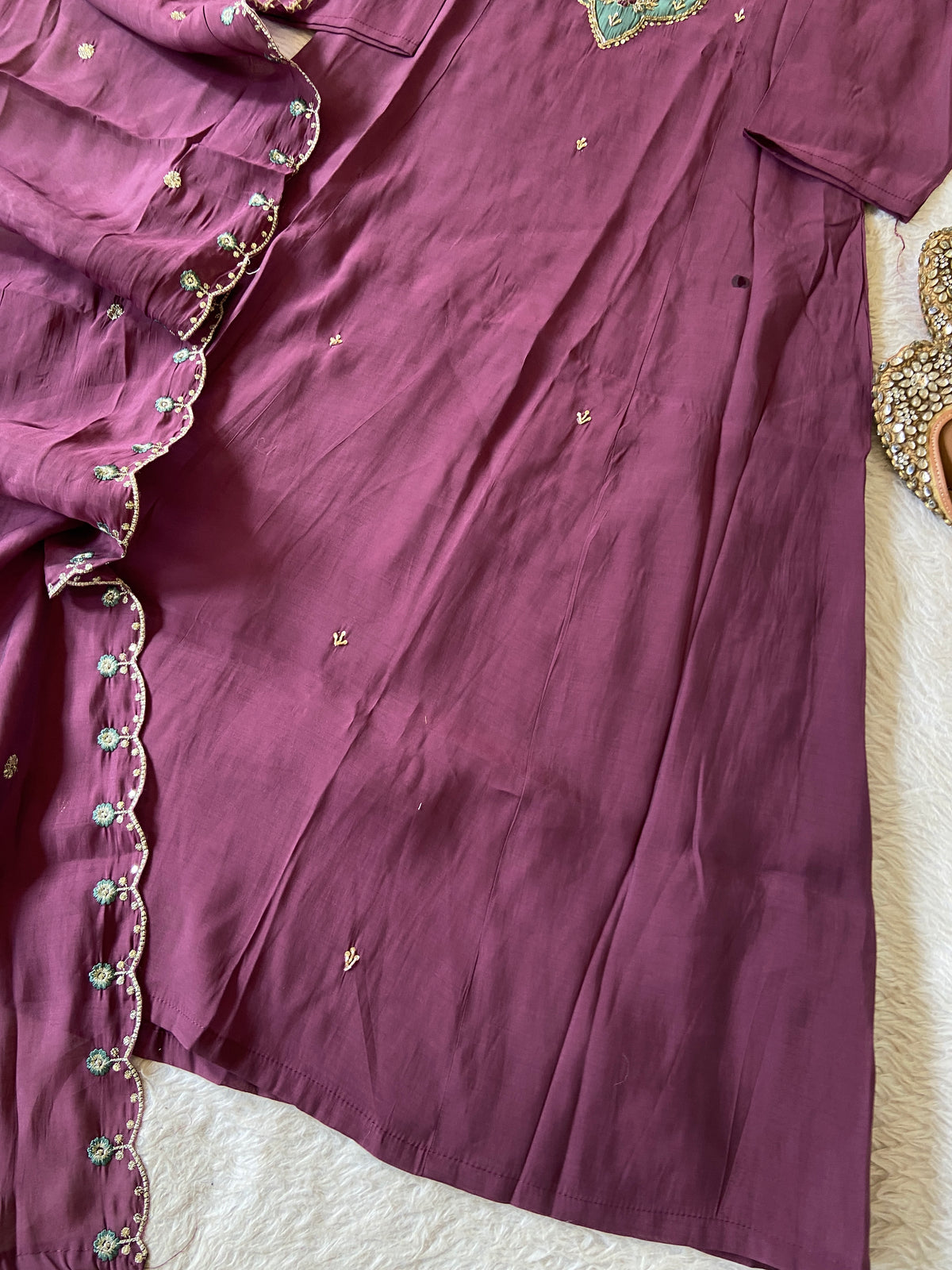 Hand Work Aline Kurti With Palazzo And Dupatta. Silk Suit Sets For Women Online India. Shop the Latest Festive Summer Collection at Shivani Designer Kurti.