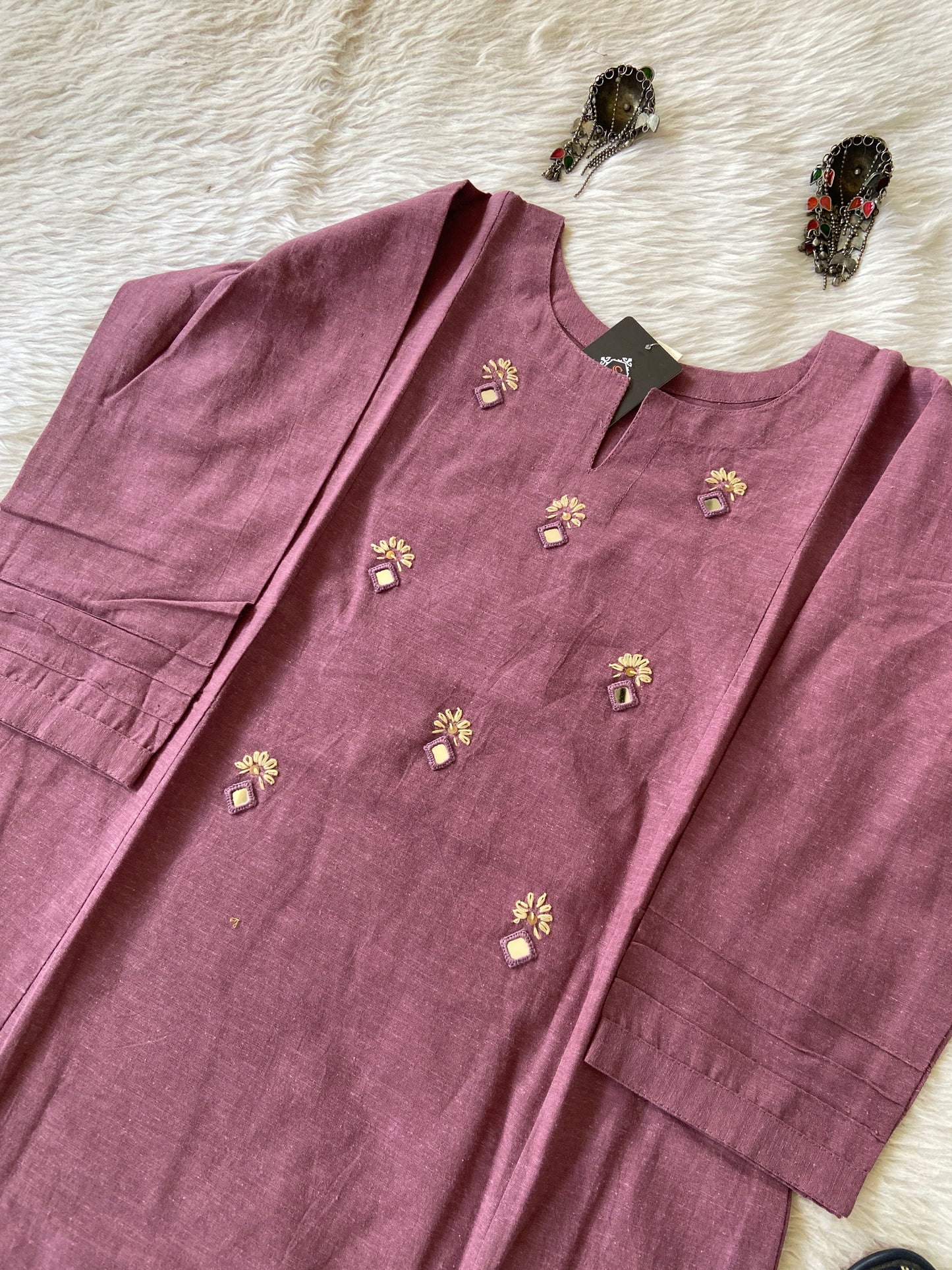 Real Mirror Work Cotton Kurti, Cotton Kurti For Women