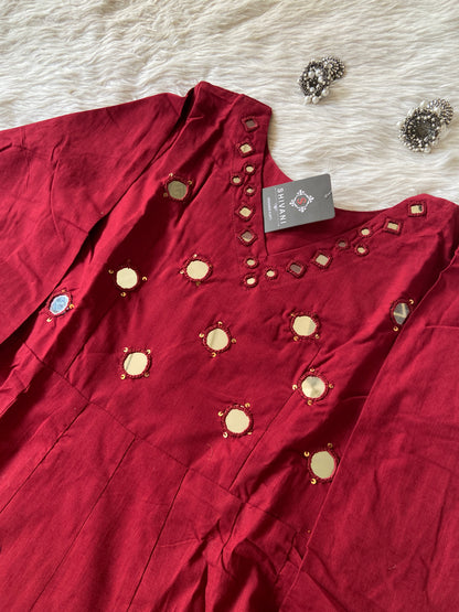 Cotton Anrakali Kurti With Matching Palazzo. Cotton Anarkali Sets For Women
