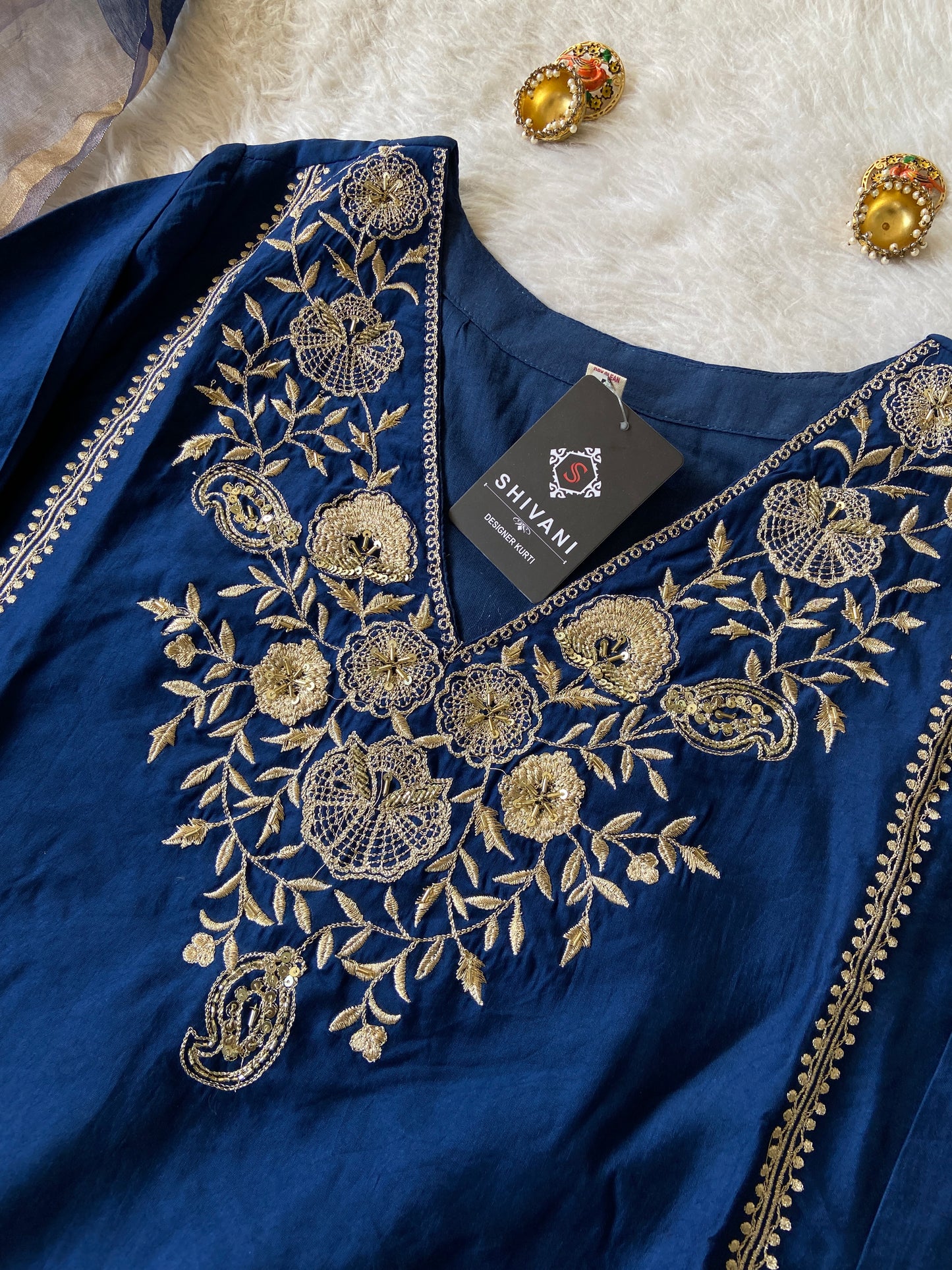 Premium Silk Suit With Beautiful Work In neck And Sleeve, With Matching Pant And Dupatta. Silk Straightcut Suit Sets For Women