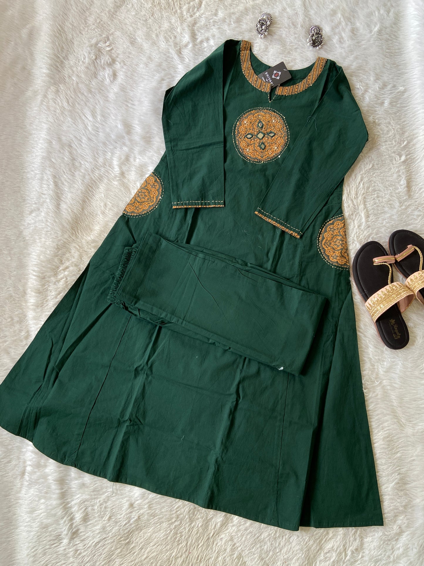 Cotton Aline Kurti With Palazzo (Gamthi Pair), Cotton Aline Kurti Sets For Women