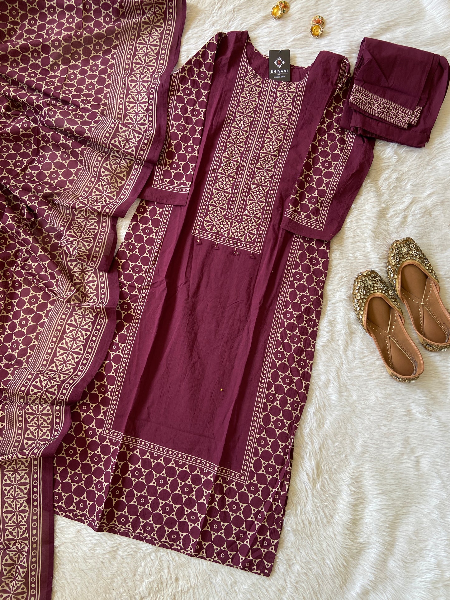 Cotton Straight Kurti With Matching Pant And Dupatta, Cotton Straight Kurti Suit Sets For Women