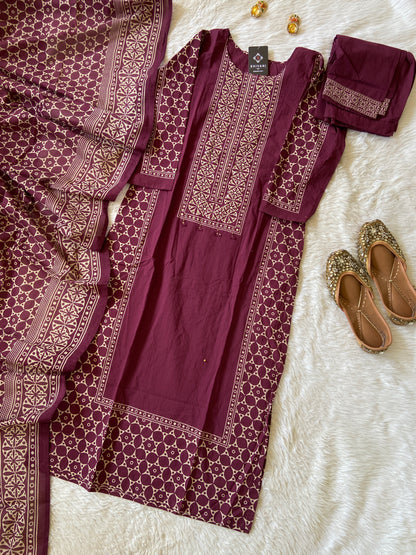 Cotton Straight Kurti With Matching Pant And Dupatta, Cotton Straight Kurti Suit Sets For Women