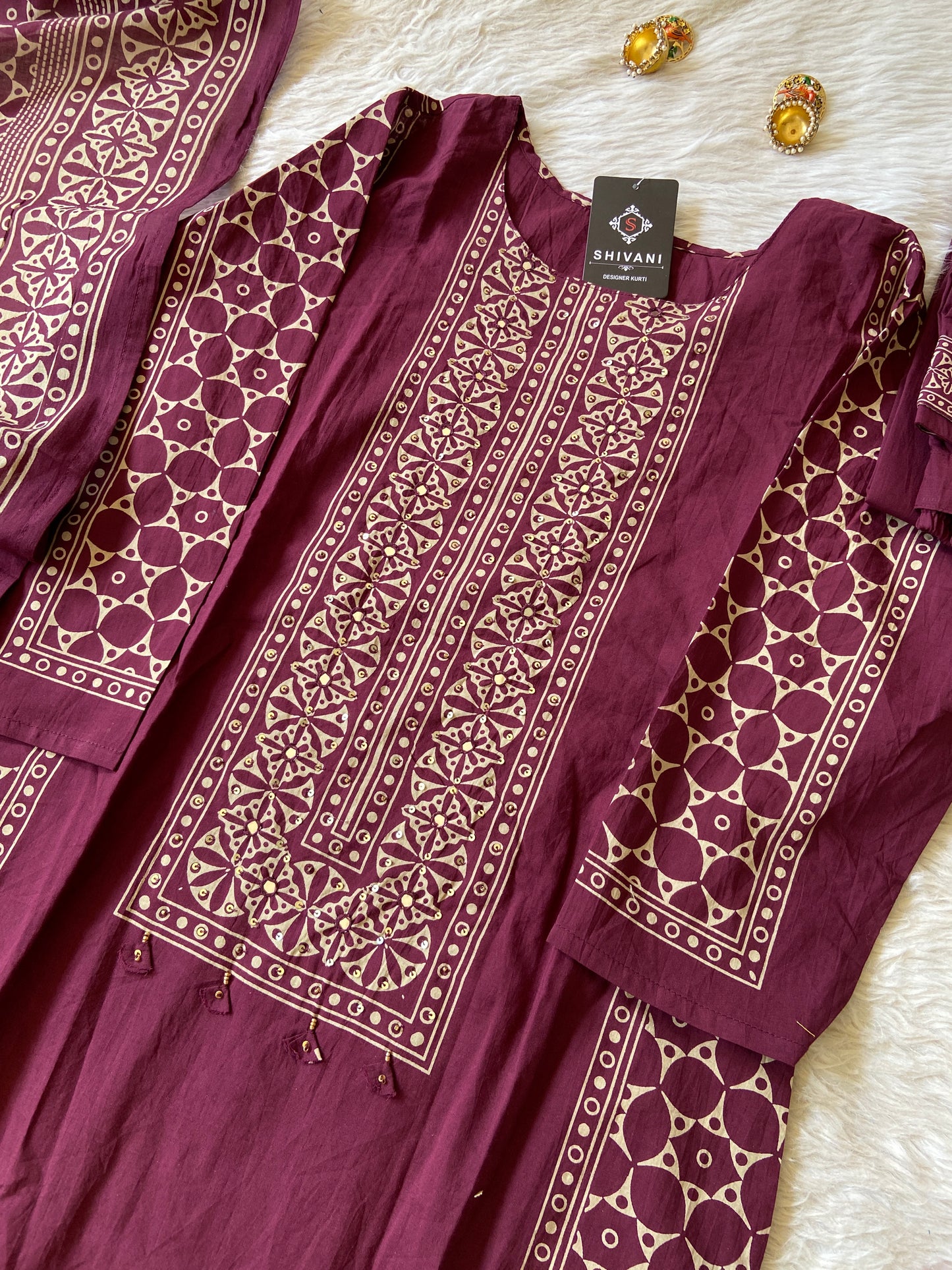 Cotton Straight Kurti With Matching Pant And Dupatta, Cotton Straight Kurti Suit Sets For Women