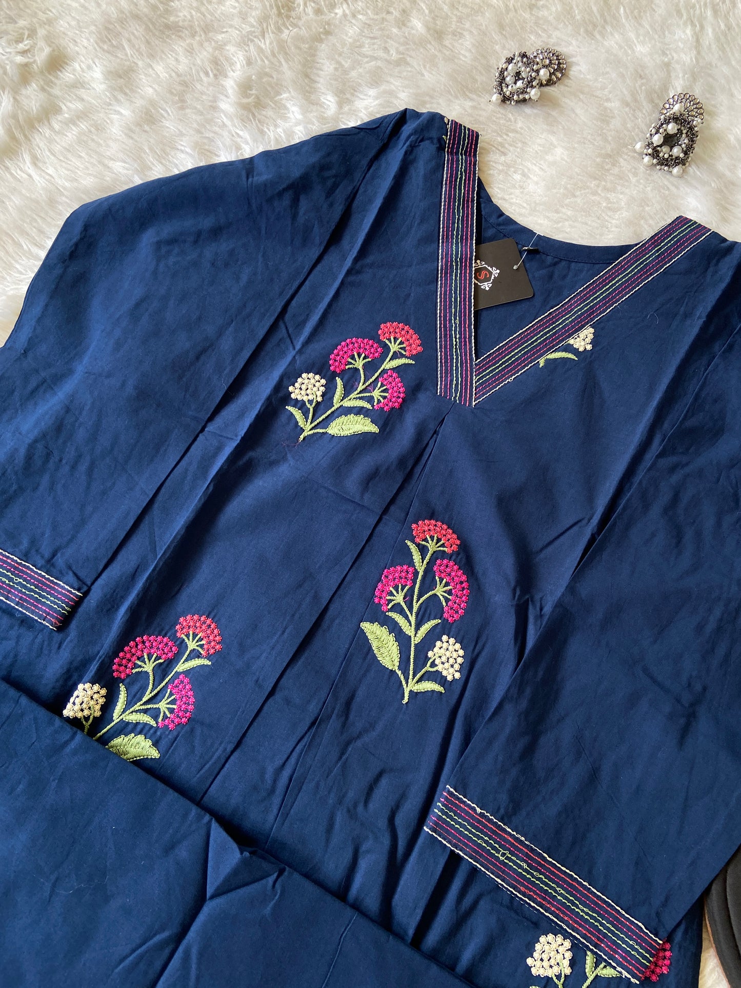 Embroidery Work Aline Kurti With Palazzo. Aline Kurti Sets For Women.