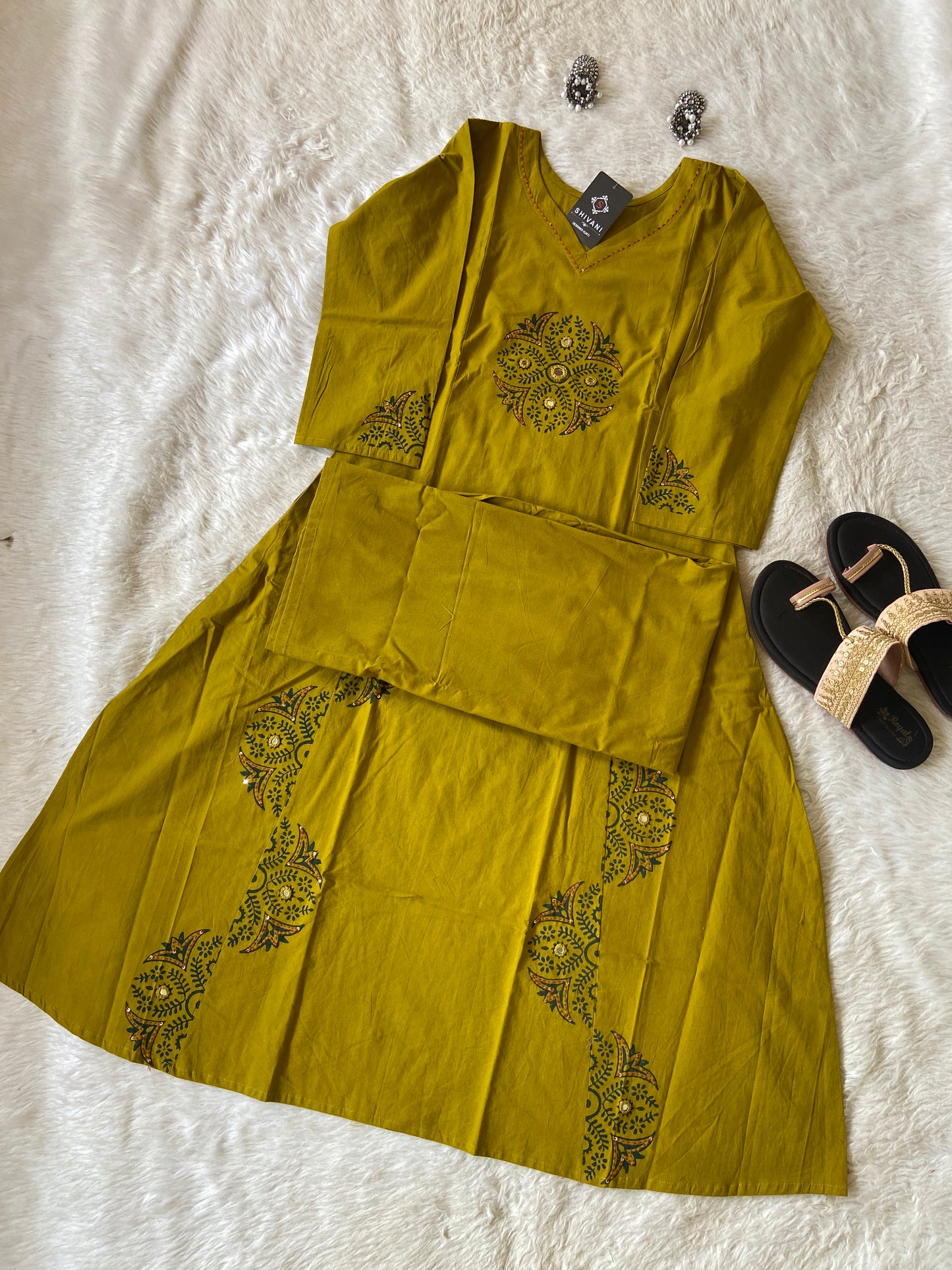 Block Printed Aline Kurti With Palazzo. Aline Kurti Sets For Women.
