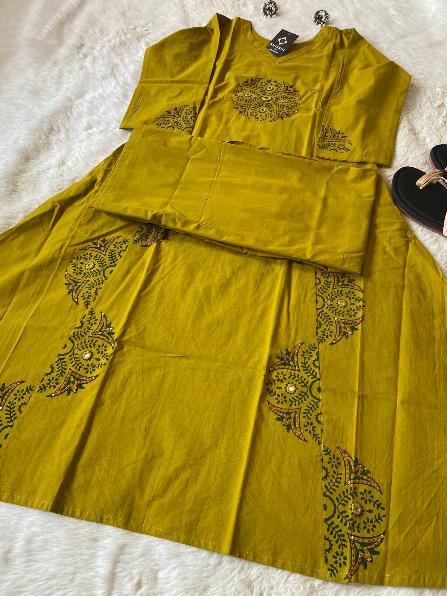 Block Printed Aline Kurti With Palazzo. Aline Kurti Sets For Women.