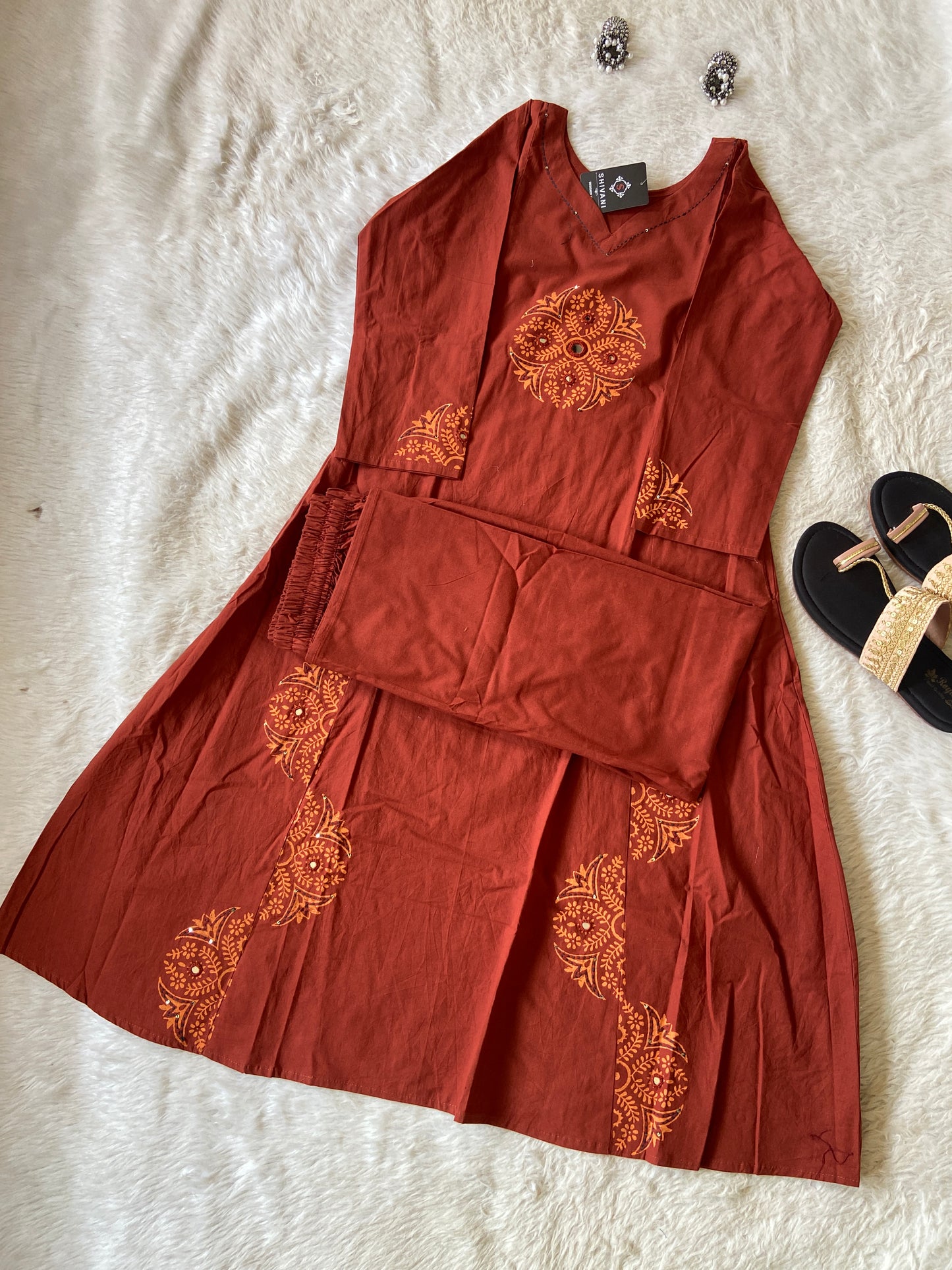 Block Printed Aline Kurti With Palazzo. Aline Kurti Sets For Women.