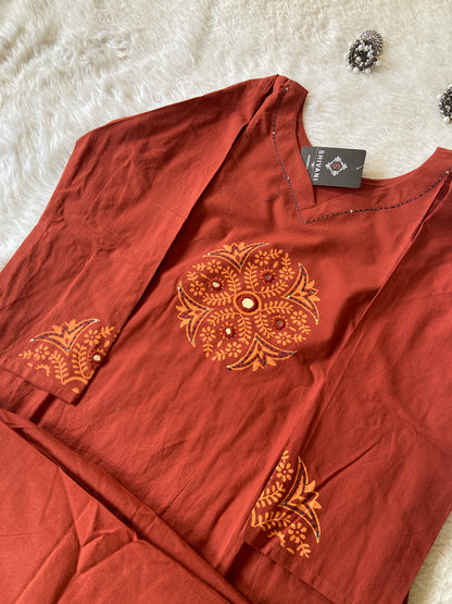 Block Printed Aline Kurti With Palazzo. Aline Kurti Sets For Women.
