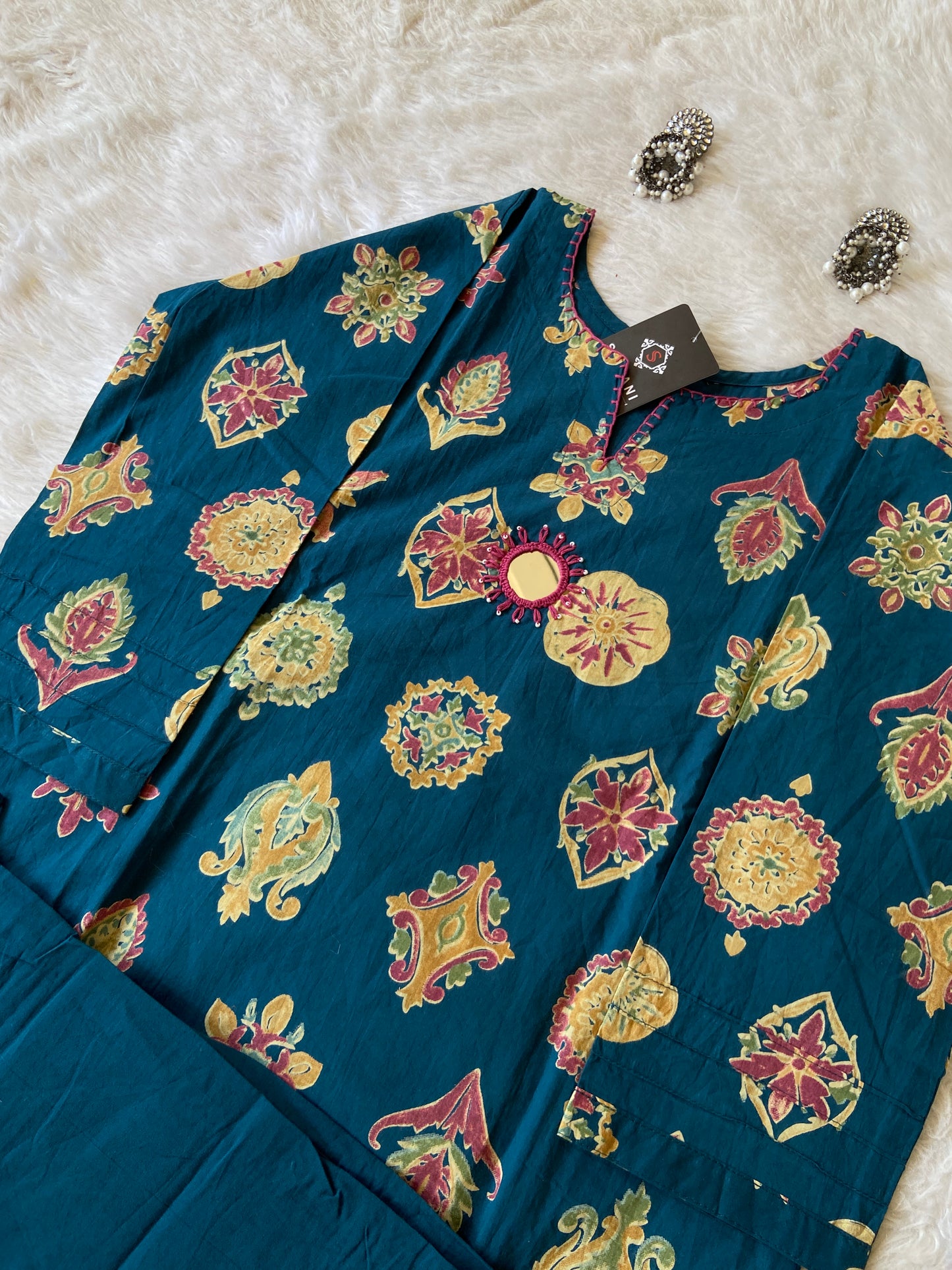 Printed Straight Kurti With Plain Palazzo. Cotton Straight Kurti Sets For Women.